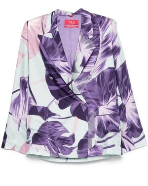 F.R.S For Restless Sleepers Printed Silk Double-Breasted Jacket - Purple