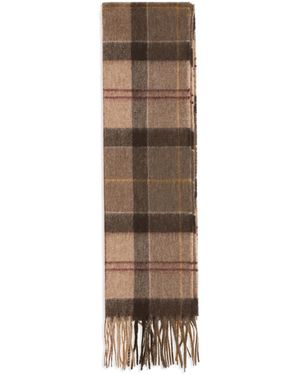 Barbour Tartan Fringed Scarf Muted Tartan - Natural