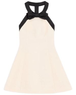 Valentino Wool And Silk Blend Mini Dress - Natural