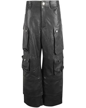 Fermas.club Leather Cargo Trousers - Grey