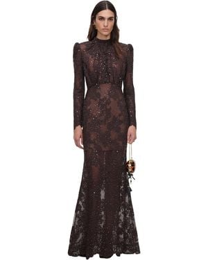 Self-Portrait Sequin Lace Maxi Dress - Purple