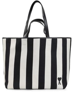Ami Paris And De Coeur Cotton Shopping Bag - Black