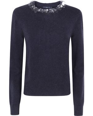 Seventy Round Neck Jumper With Appliques - Blue
