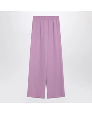Valentino Garavani Wide Lilac Silk Trousers - Purple