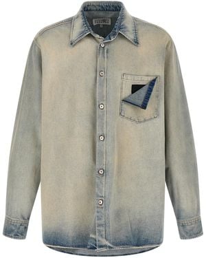 MM6 by Maison Margiela 'Numeric Signature Mm6' Denim Shirt - Grey