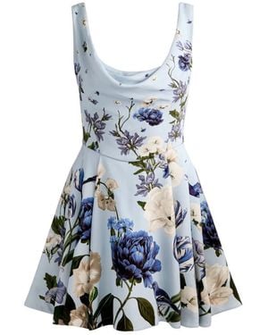Alice + Olivia Estrella Flared Mini Dress - Blue