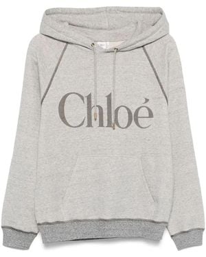 Chloé Logo Classic Hoodie - Gray