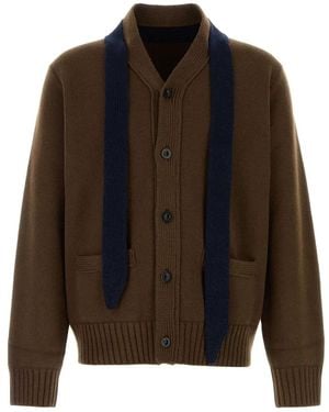 Sacai Wool Cardigan - Brown