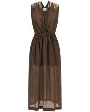 Nude Linen Blend Dress - Brown