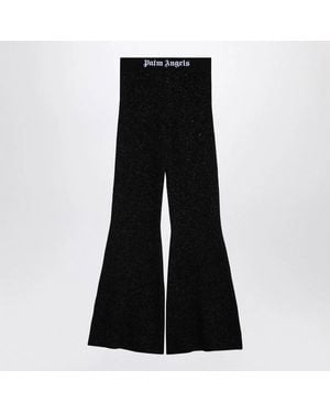 Palm Angels Logo Lurex Flared Trousers - Black