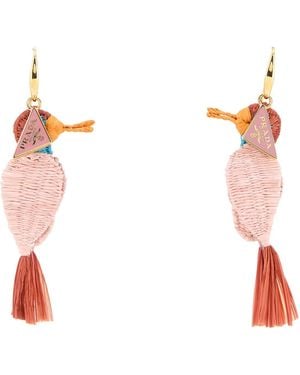 Prada Raffia Mini Earrings For - White