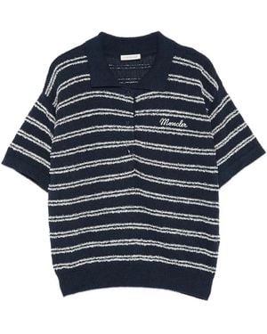 Moncler Striped Embroidered Polo Shirt - Blue