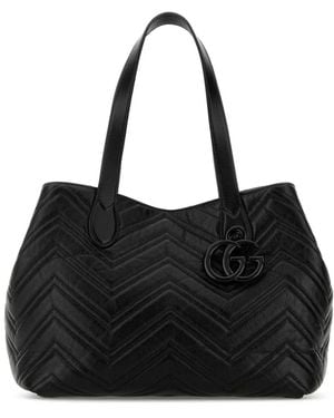 Gucci Leather Shopping Bag - Black