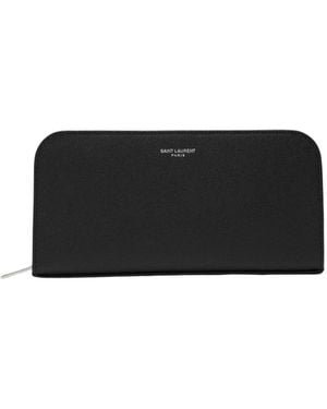 Saint Laurent Grain De Poudre Leather Wallet - Black
