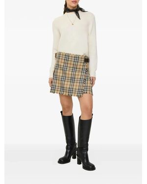 Burberry Check-Fringed Mini Skirt - White