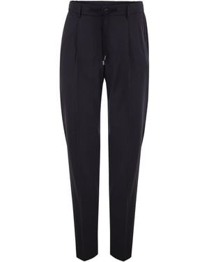Peserico Tailored Stretch Wool-Blend Jogger Trousers - Blue