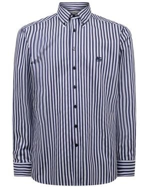 Etro Pegaso Logo Cotton Shirt - Blue
