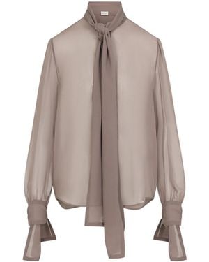 Saint Laurent Marron Glace Silk Shirt - Brown