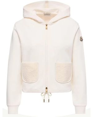 Moncler Cotton Blend Zip-Up Sweatshirt - White