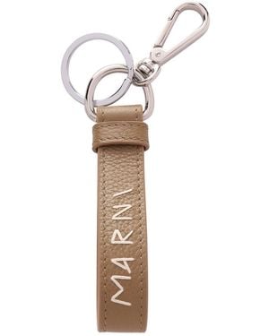 Marni Creta Calf Leather Keychains - White