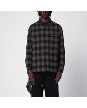 Destin Check Pattern Wool And Cashmere Overshirt - Black