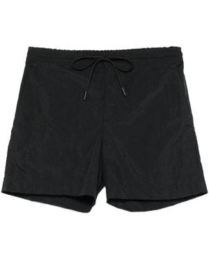 PT01 Crinkled Effect Drawstring Nylon Shorts - Black