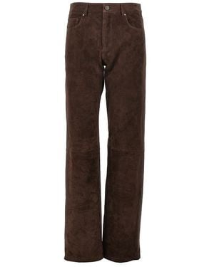 Arma Jean Suede Leather Trousers - Brown