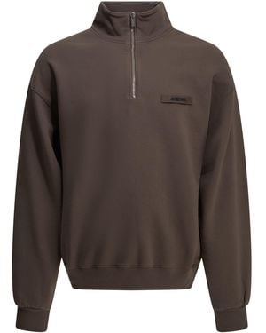 Jacquemus "Le Camionneur Gros Grain" Half Zip Sweatshirt - Gray
