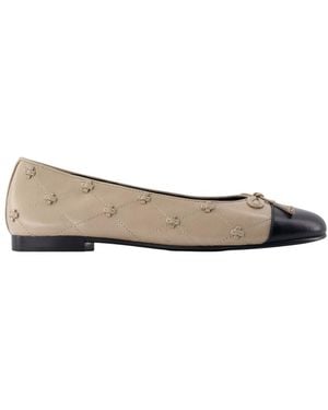 Tory Burch Cap Toe Bunny Knot Ballet Flats - Gray