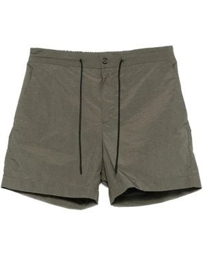 PT01 Crinkled Effect Drawstring Nylon Shorts - Gray