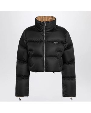 Prada Cropped Re-Nylon Down Jacket - Black