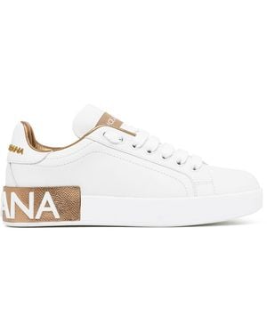 Dolce & Gabbana Portofino Leather Sneakers - White