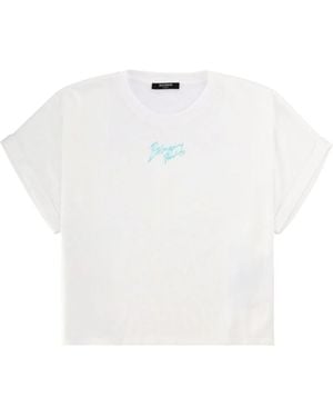 Balmain Cropped T-Shirt With Logo - White