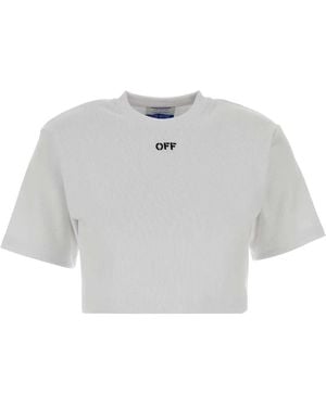 Off-White c/o Virgil Abloh Off Off Stamp Rib Cropped Tee - White