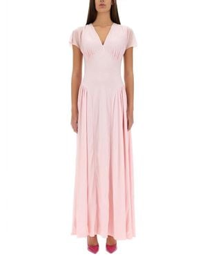 ROTATE BIRGER CHRISTENSEN Long Dress With Drape - Pink