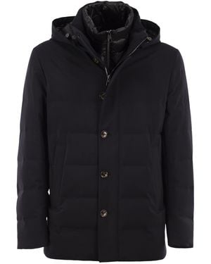 Montecore Hooded Down Jacket With Detachable Inner Bib - Black