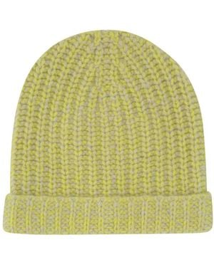 The Elder Statesman Two-Tone Cashmere Beanie Hat - Green