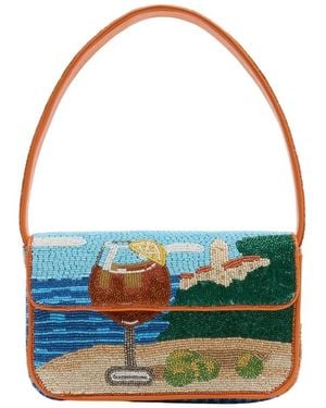 STAUD Tommy Beaded Shoulder Bag - Blue