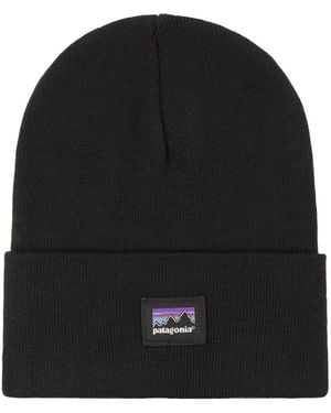 Patagonia Beanie Made From Recycled Polyester With A Logo - Black