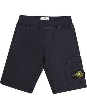 Stone Island Bermuda Shorts With Pockets And Badges - Blue