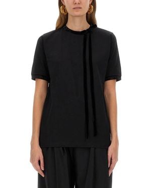 Nina Ricci T-Shirt With Ribbon And Bow - Black