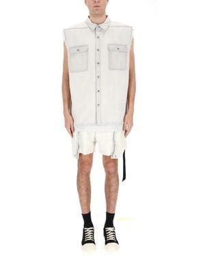 Rick Owens Vintageeffect Denim Vest - White