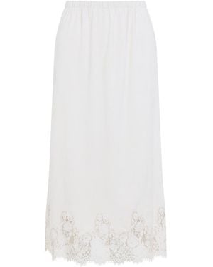 Alberta Ferretti Avorio Velvet Pencil Skirt - White