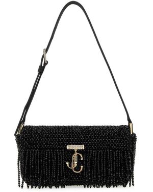 Jimmy Choo Satin Mini Avenue Shoulder Bag - Black