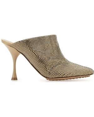 Bottega Veneta Embellished Suede Sparkle Dot Sock Mules - Grey