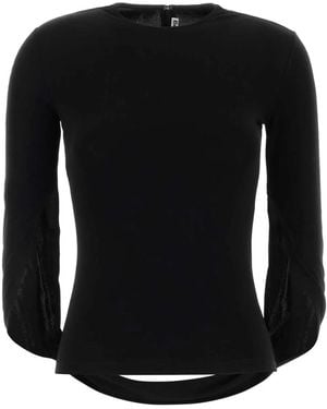 Alexander Wang Long Sleeve Top W/ Drape Back Sleeves - Black