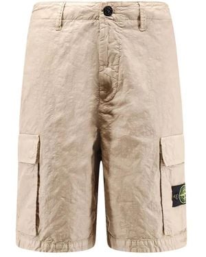 Stone Island Nylon Panama Loose Fit Cargo Bermudas - Natural