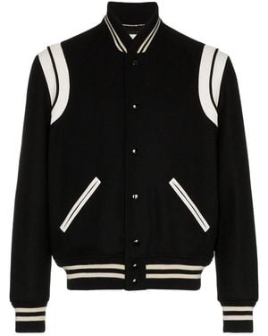 Saint Laurent Wool Blend Bomber Jacket - Black