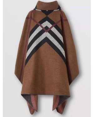 Burberry Chevron Check Poncho - Brown