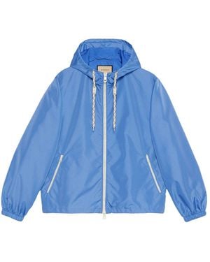 Gucci Nylon Hooded Jacket For - Blue